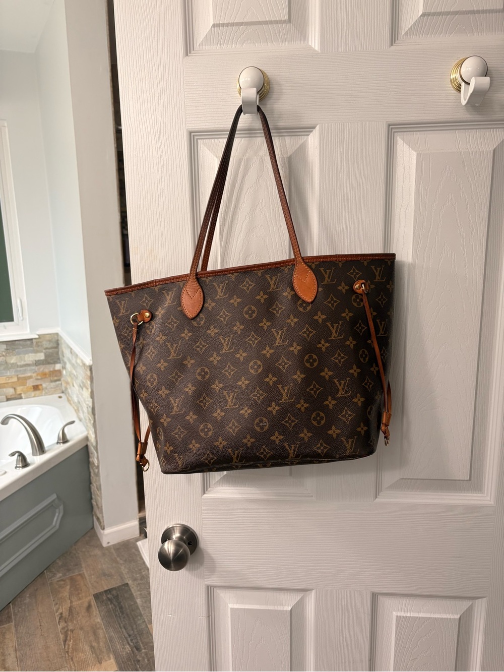 Louis Vuitton Monogram Canvas Tote with Tan Trim
